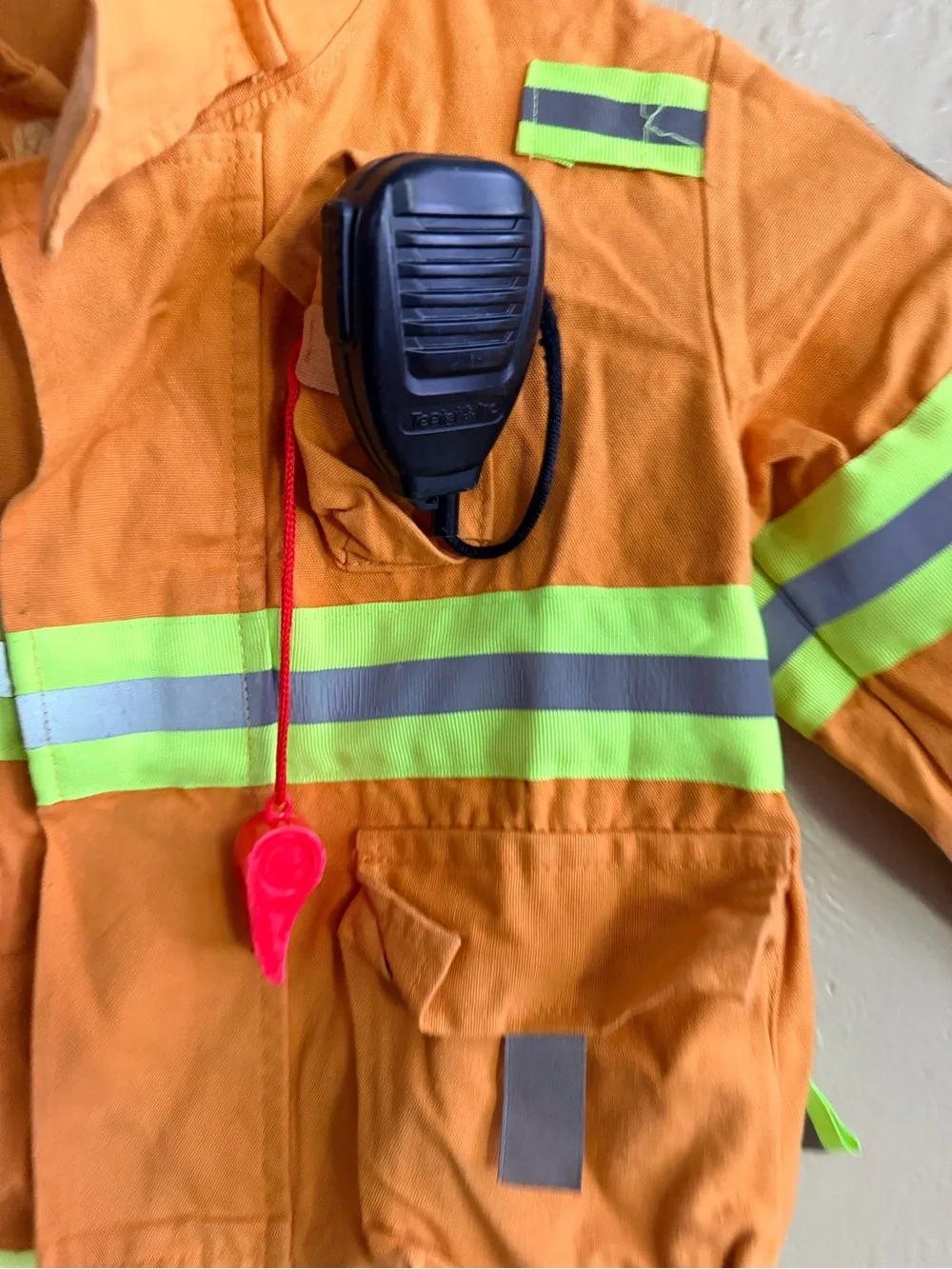 Kids Orange Firefighter Costume Jacket & Pants Set
